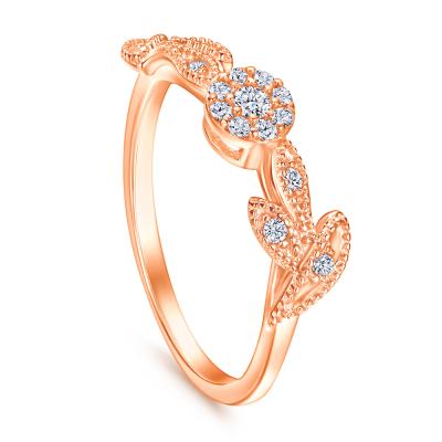 China Fashion Personality Fashion Micro 925 Sterling Silver Inlaid Flower Leaf Shape Factory Factory Wholesale Zircon Ladies Rings for sale