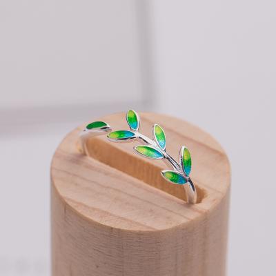 China Olive branch fashion silver ring female open leaves s925 for sale