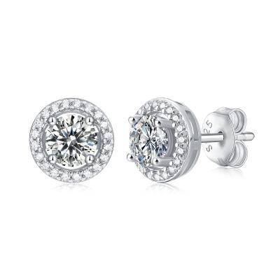 China China Environmental Friendly Classic New Product Simple Design Moissanite Diamond Earring Round Moissanite Earring for sale