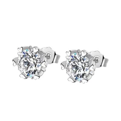 China Luxury Environmental Friendly Moissanite Diamond Earring For Women 925 Sterling Silver Moissanite Diamond Stud Earrings Women Jewelry for sale