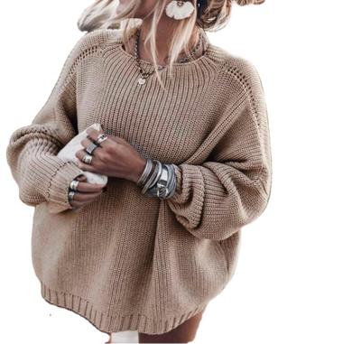 China Women's Oversized Sweaters Batwing Sleeve Mock Neck Jumper Tops Chunky Knit Pullover Sweater for sale