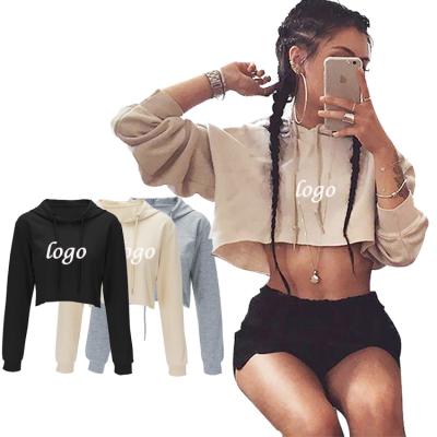 China OEM Logo Latest Design Lady Pullover Hoodies Women Long Sleeve Crop Top for sale