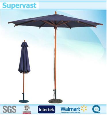 China Straight Wooden Umbrella / Patio Market Umbrella , Solar Charge USB Outdoor Umbrella for sale