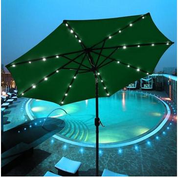 China Garden Backyard LED Solar Lighted Patio Umbrellas For Outdoor Sunshade for sale