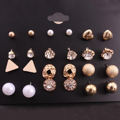 China Other 12 Pairs/Set Fashion Women Simple Round Pearl Ear Stud Earring Set Love Earrings Jewelry Gift for sale