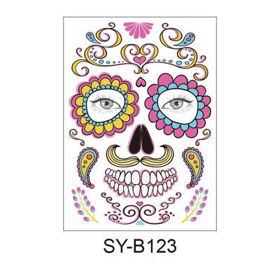 China Halloween Face Temporary Tattoo Stickers Hot Special Waterproof Halloween Face Tattoo Stickers Day Of The Dead Dress Up Face Decal Facial Makeup for sale