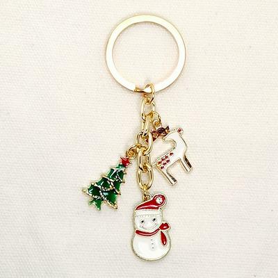 China New Enamel Key Chain The Large Snowman Bell Tree Decoration Christmas Circle Cute Alloy Keychains Charm Key Chains Jewelry for sale