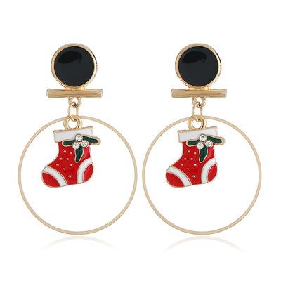 China 2022 Cute Christmas Lacquer Metal Ladies Earrings Color Cute Snowman Christmas Tree Drop Earrings Ladies Pop Earrings For Party for sale