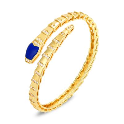 China Other 2021 New Trend Jewelry Crystal Bracelet Plated 18k Gold Snake Metal Bracelet With Epoxy Resin For Women Luxury Gift for sale