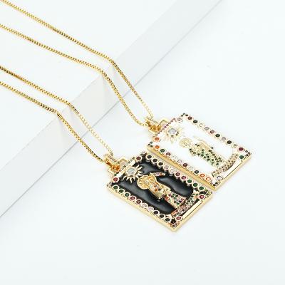 China 2021 New Trend Fashion Epoxy Resin Necklace Jewelry Epoxy Resin Necklace Long Chain Design Tiny Epoxy Pendant Necklace Jewelry For Lovers As Gift for sale