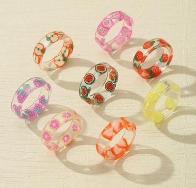 China The other 2021 new resin colorful transparent rings jewelry women fasion couple rings for sale