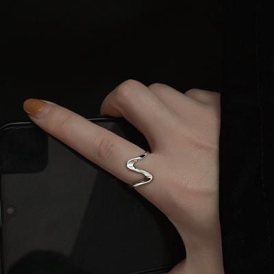 China Trendy Minimalist Trendy Wave Rings Gold Plated Thin Adjustable Rings Women for sale