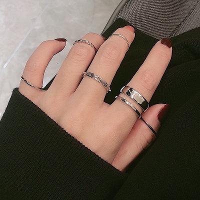 China Fashion Personality TRENDY INS Simple Ring Jewelry Index Set Rings For Women 7 Piece One Set for sale