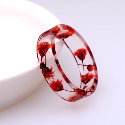 China Customer Trendy Design Fashion Flower Ring Acrylic Resin Finger Transparent Ring for sale