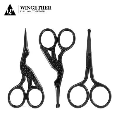 China MR GREEN Supplier Best Selling Curved Eyebrow Scissors Wingether 3 Pcs Set Curved Scissors Straight Nail Scissor Manicure Cutters for sale