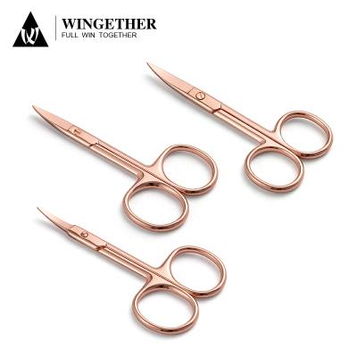 China MR GREEN Supplier Wingether Amazon Cut Cuticle In Stainless Steel Beauty Makeup Scissors Rose Gold Custom Scissors Nail for sale