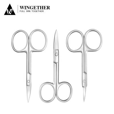 China MR GREEN Supplier Wingether Amazon Hot Sale 3 Pcs Set Curved Stainless Steel Scissors For Cuticle Gold Eyebrow Scissors for sale