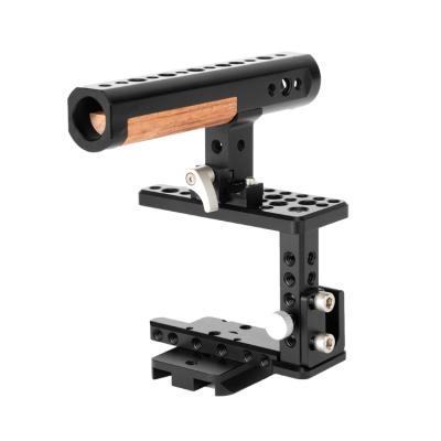 China Chinese aluminum and wood camera accessory all metal construction aluminum wooden cameras DSLR video camera cage for sale