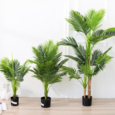 China Plant Environmental Friendly Plastic Artificial Palm Tree Bonsai Green Home Garden Potted Decor Leaves Decorative Faxu Plants Indoor Fake for sale