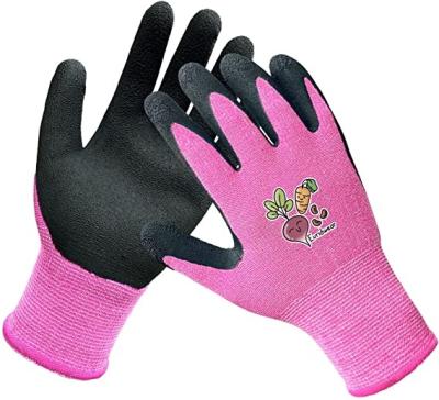 China Free Sample Best Garden Gloves Breathable Bulk Latex Coating Glove Rubber Gardening Kids Gloves Kids Gardening For Home Kids Pink for sale