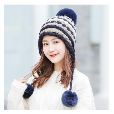 China COMMON Cute Earmuffs Hat Student Hat Winter Simple Thickened Warm Hat Knitted Woolen Hat for sale