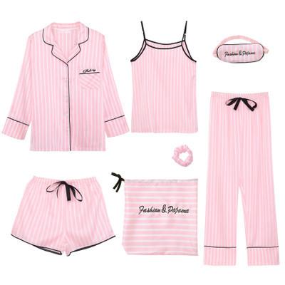 China QUICK DRY Nightgown Sets Satin Night Wear Suits 5 Pieces Women Lounge Wear Women Pajama Sleepwear for sale