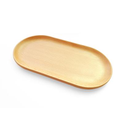 China Handmade Beech Wood Round Dish - Large Oval Snack Dish Wooden Fruit Tray Household Product WW759 for sale