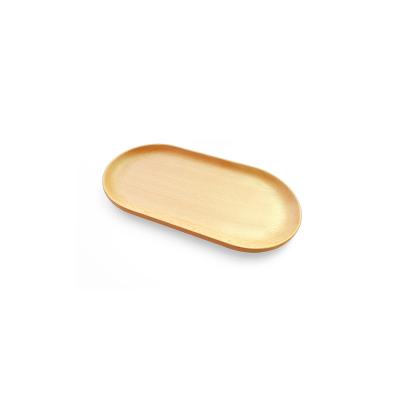 China Handmade Beech Wood Round Household Tray Fruit Plate Dish-Small Oval Snack WW761 for sale