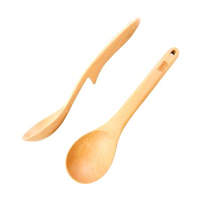 China Modern Wood Table Be Careful Handmade Special Nonstick Nonstick Table Spatula Wooden Beech Wood Spatula Soup Ladle Pan for sale