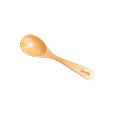 China Pure Handmade Beech Small Snacks Round Spoon Spoon for sale