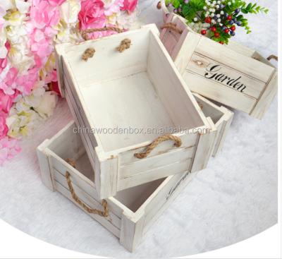 China Handmade Wooden Flower Wooden Box Flower 3 Box Flower Basket Set for sale