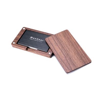 China ENGLAND STYLE Business Wooden Card Case Wooden Card Holder With Magnetic Closure for sale