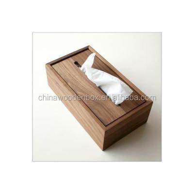 China Handmade High Quality Walnut Tissue Wooden Box for sale