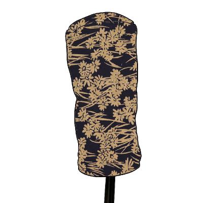 China Professional golf club head dust cover custom printed logo golf headcovers gold print wooden golf headcovers for sale