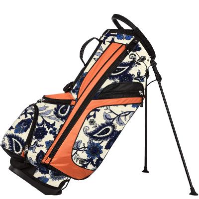 China Whole 14 Pcs Racing Bags Golf Custom Brand Logo Printed Flower Golf Bags Manufacturer Lightweight Canvas Stand Golf Stand Bag for sale