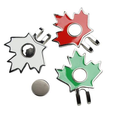 China Creative Custom Golf Cap Clip Golf Accessories Maple Leaf Metal Golf Cap Clip Magnetic ODM ODM Golf Ball Marker for sale