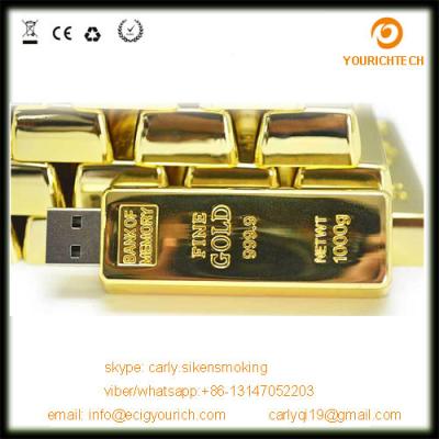 China engraving logo crystal gold bar usb flash drive for sale