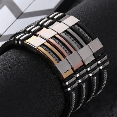 China Casual/Sporty New Style Bracelet Popular and Fashionable Men's Adjustable Stainless Steel Leather Bracelet for sale