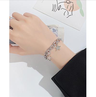 China Casual/Sporty New Fashion Stainless Steel Accessories Versatile Star Double Layer Stainless Steel Women's Bracelet for sale