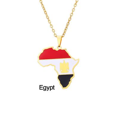 China Other Stainless Steel Drop Oil Africa Map Ivory Coast Rwanda Egypt Uganda Pendant Necklace for sale