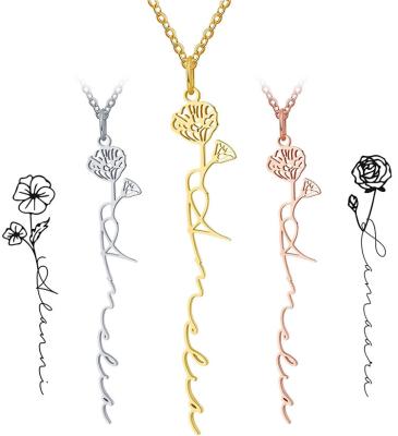 China Other Personalized Birthday Flower Necklace 18K Gold Jewelry for Mother English Name Necklace S925 Birthday Flower Necklace for sale