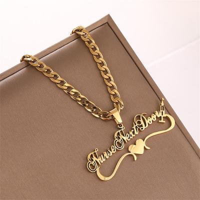 China Other New Fashion Stainless Steel DIY Letter Hollow out Pendant Necklace for sale