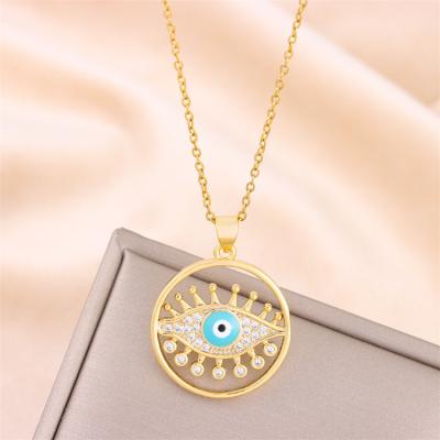 China Other Luxury Diamond Devil's Eye Lady Titanium Steel Necklace for sale