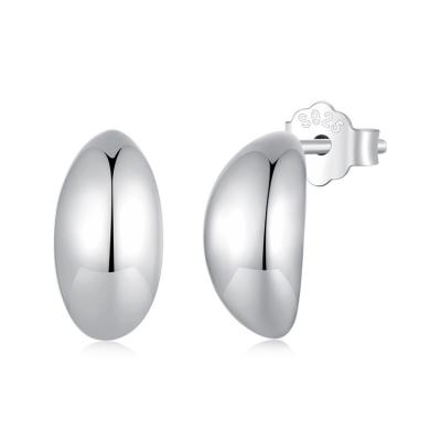 China Punk The new s925 Sterling Silver Glossy Metallic Earrings With fashionable Temperament And Plain Silver Moon Earrings for sale