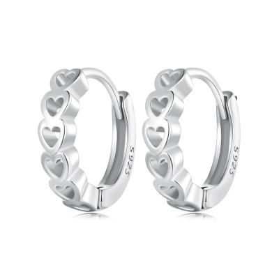 China Punk Exquisite 925 Sterling Silver Heart Shaped Hollow Arranged Earrings with Simple and Versatile Commuter Style Love Earrings and E for sale