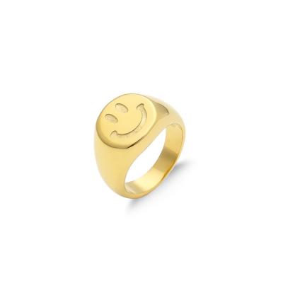 China Punk Hot Selling Popular Smiley Expression Ring Metal Ring Women's Street Single Product Stainless Steel Ring for sale