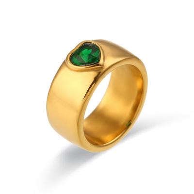 China Punk Fashion Personality Simple Ring Jewelry Stainless Steel 18K Gold Plated Wide Face Love Ring for sale