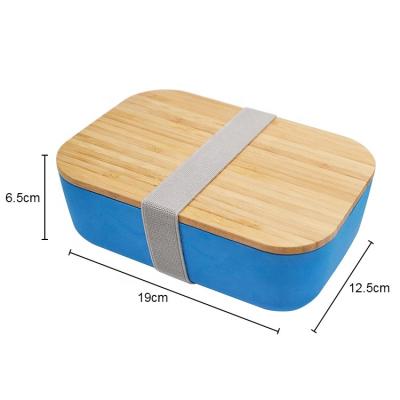 China Eco Sustainable Bamboo Lunch Box With Belt Fiberglass Custom Biodegradable Leakproof Bamboo Lunch Bento Box With Bamboo Lid for sale