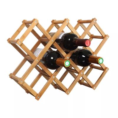 China Foldable Countertop Bamboo 12 Wine Bottle Storage Rack Display Rack Collapsible Wine Rack for sale