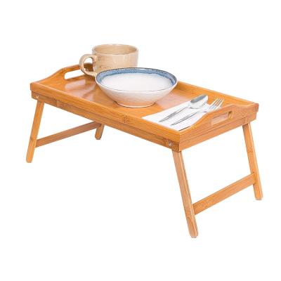 China Vanished Bamboo Bed Table and Bed Tray Table with Folding Legs Food Breakfast Serving Tray for sale